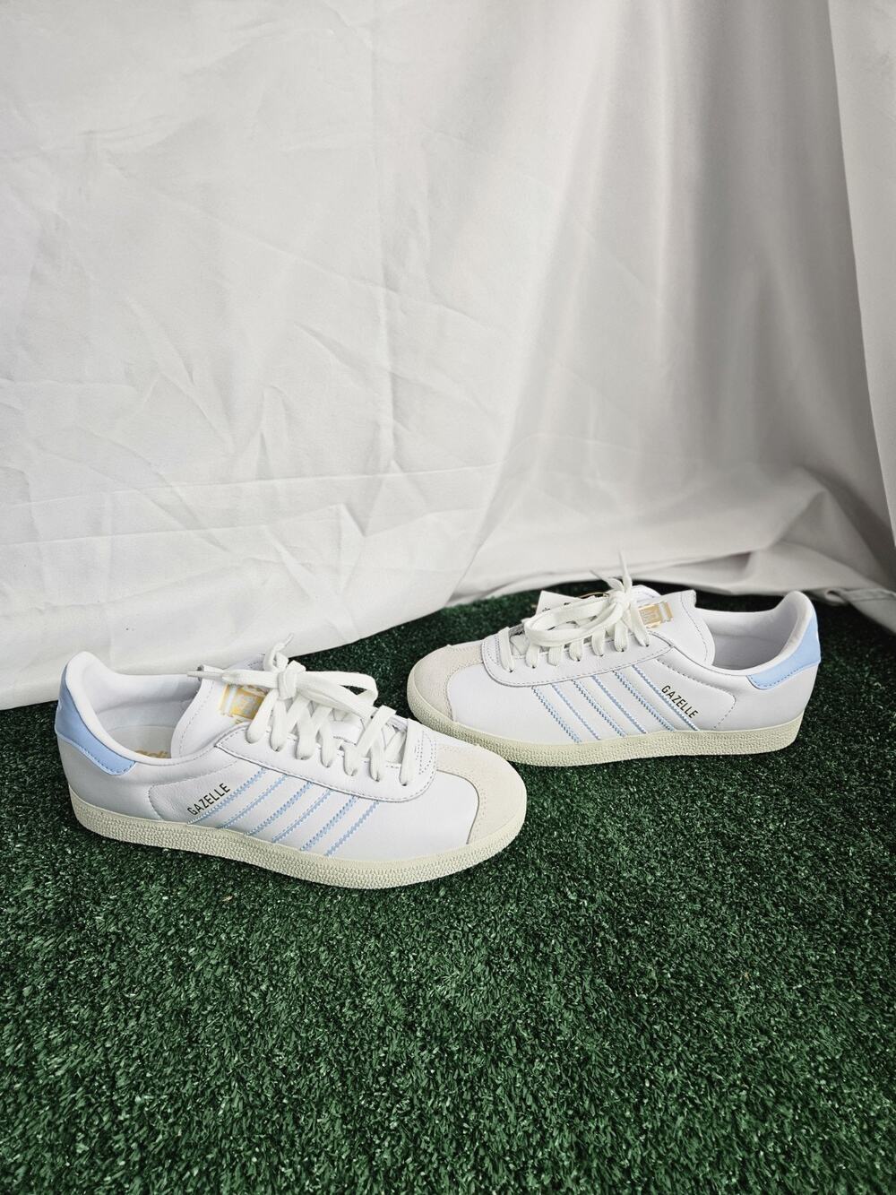 Adidas Gazelle Argentina Retro Lace Up Low Top White Blue Sneakers Men Size 7.5